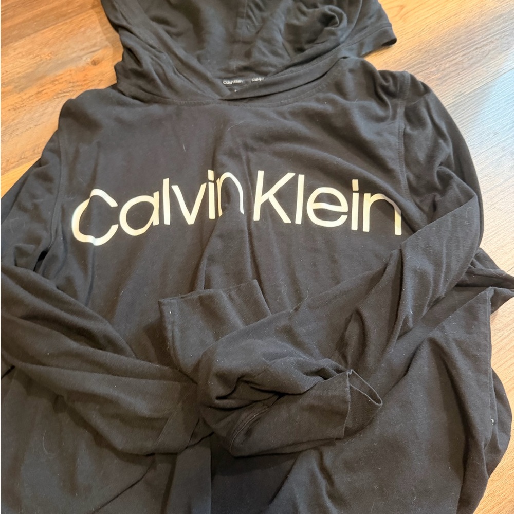 Calvin Klein Black Hoodie with Large White Logo
